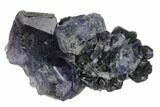 Purple Cuboctahedral Fluorite Crystals on Quartz - China #161820-1
